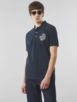 Pretty Green Bay Paisley Embroidered Polo Navy New