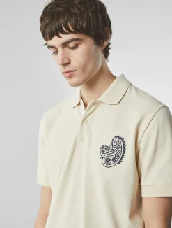 Pretty Green Bay Paisley Embroidered Polo Stone Cheap
