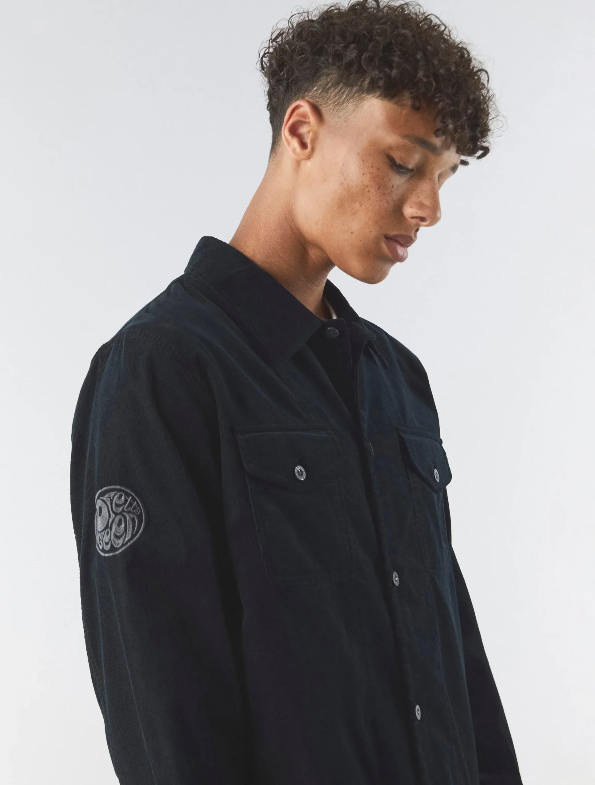 Pretty Green Benett Corduroy Shirt Black Hot
