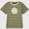 Pretty Green Capella Stripe Logo T-shirt Khaki Store