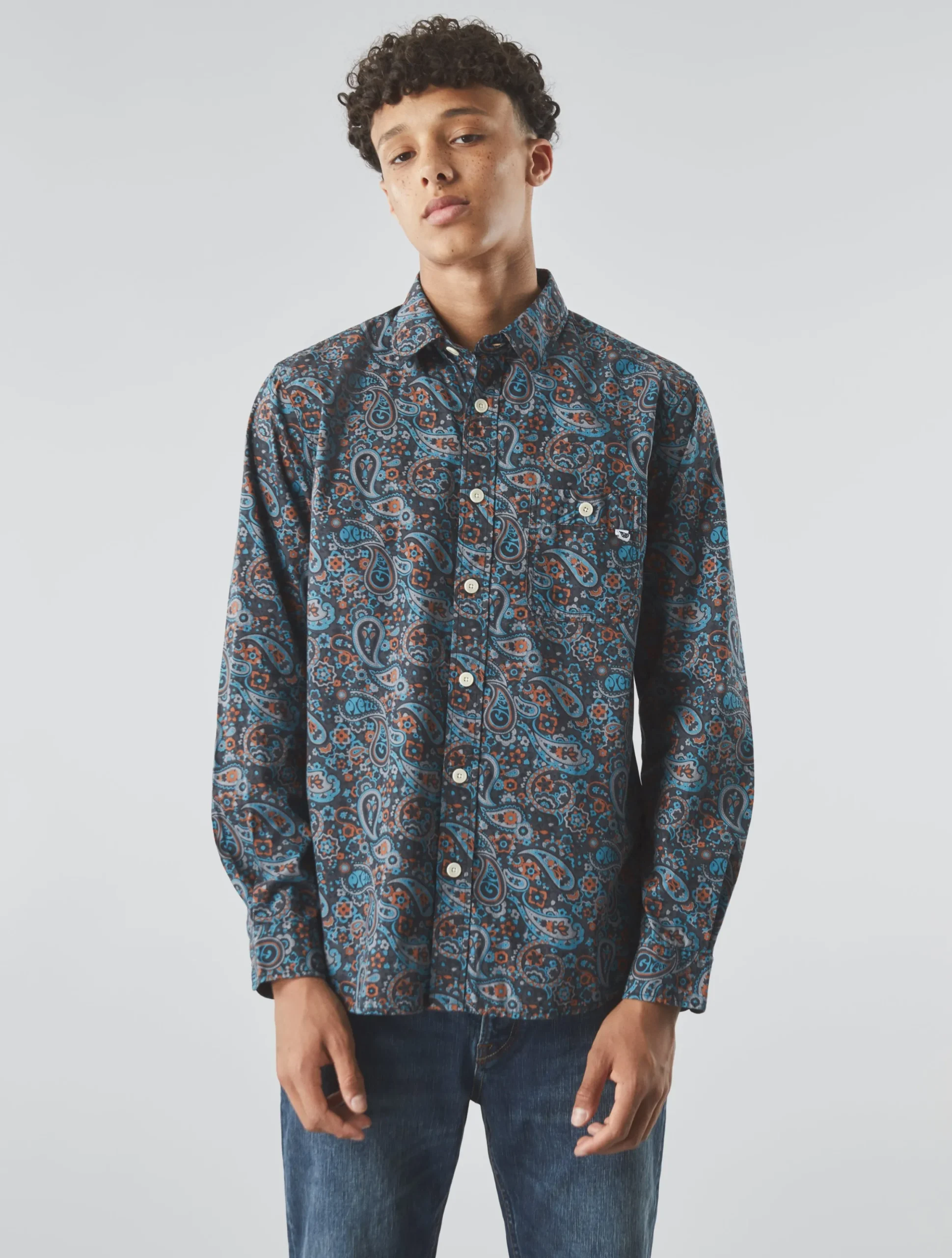 Pretty Green Dark Grey Wonderwall Paisley Shirt Sale