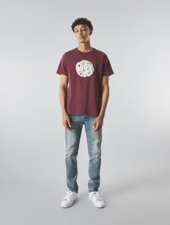 Pretty Green Gillespie T-shirt Burgundy Sale