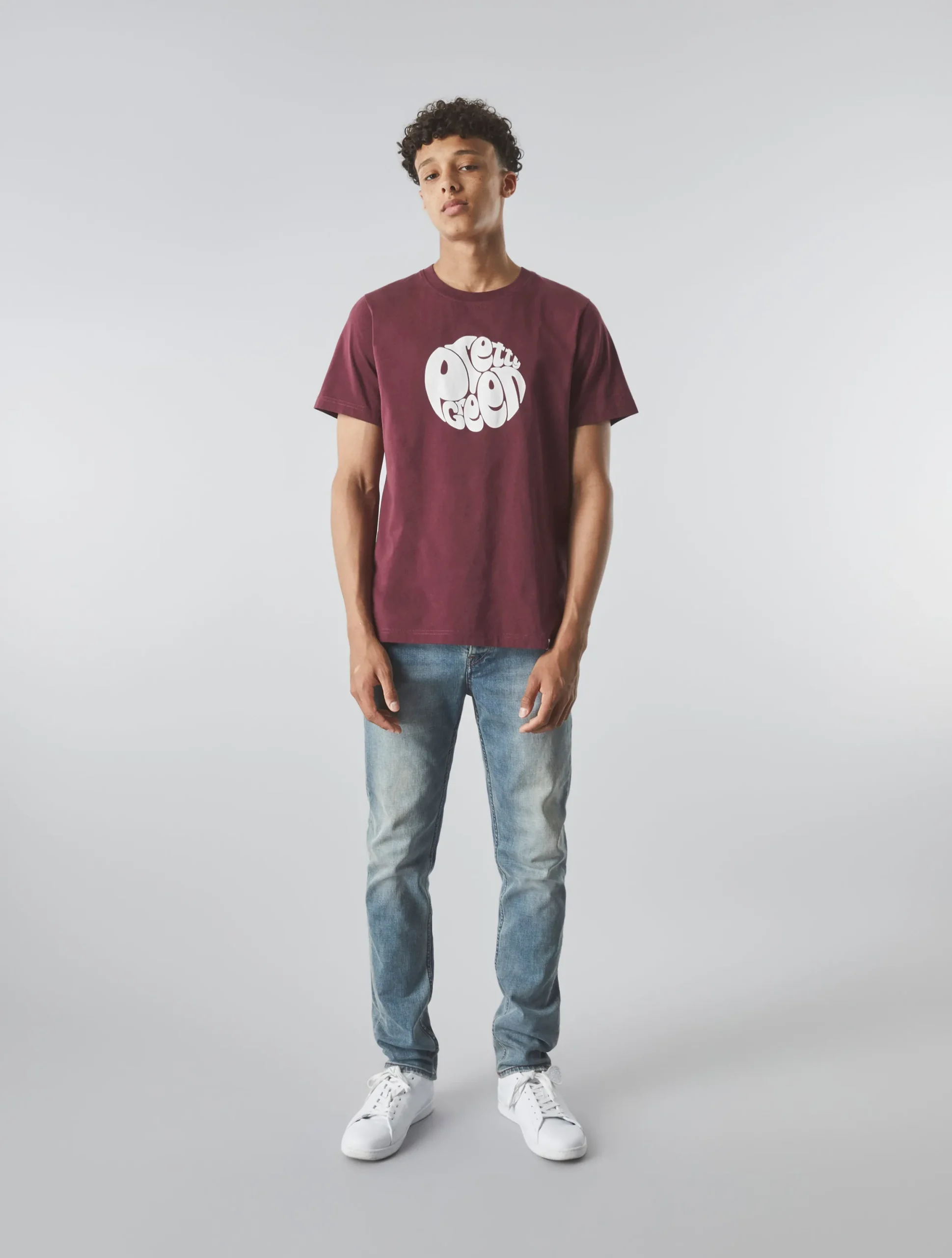 Pretty Green Gillespie T-shirt Burgundy Sale