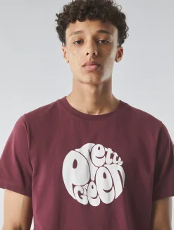 Pretty Green Gillespie T-shirt Burgundy Sale