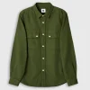 Pretty Green Heathen Texture Shirt Khaki Best Sale