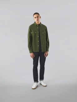 Pretty Green Heathen Texture Shirt Khaki Best Sale