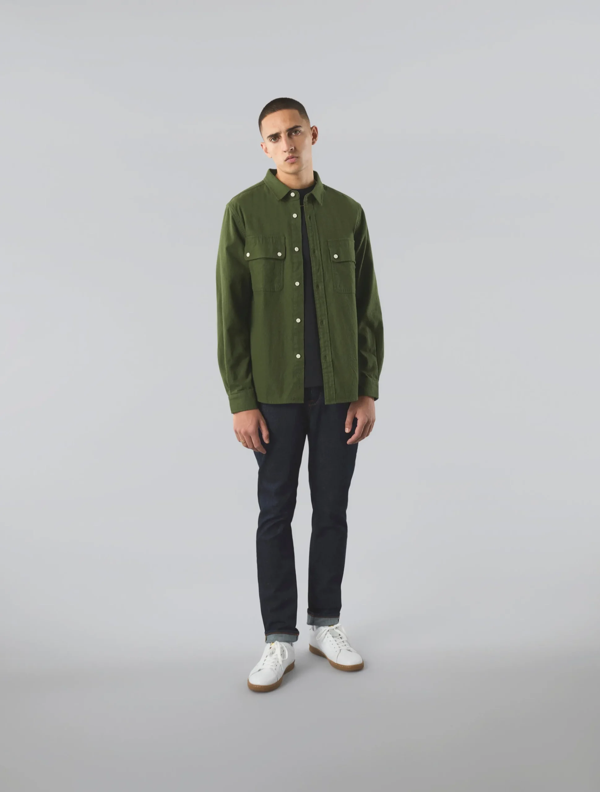 Pretty Green Heathen Texture Shirt Khaki Best Sale