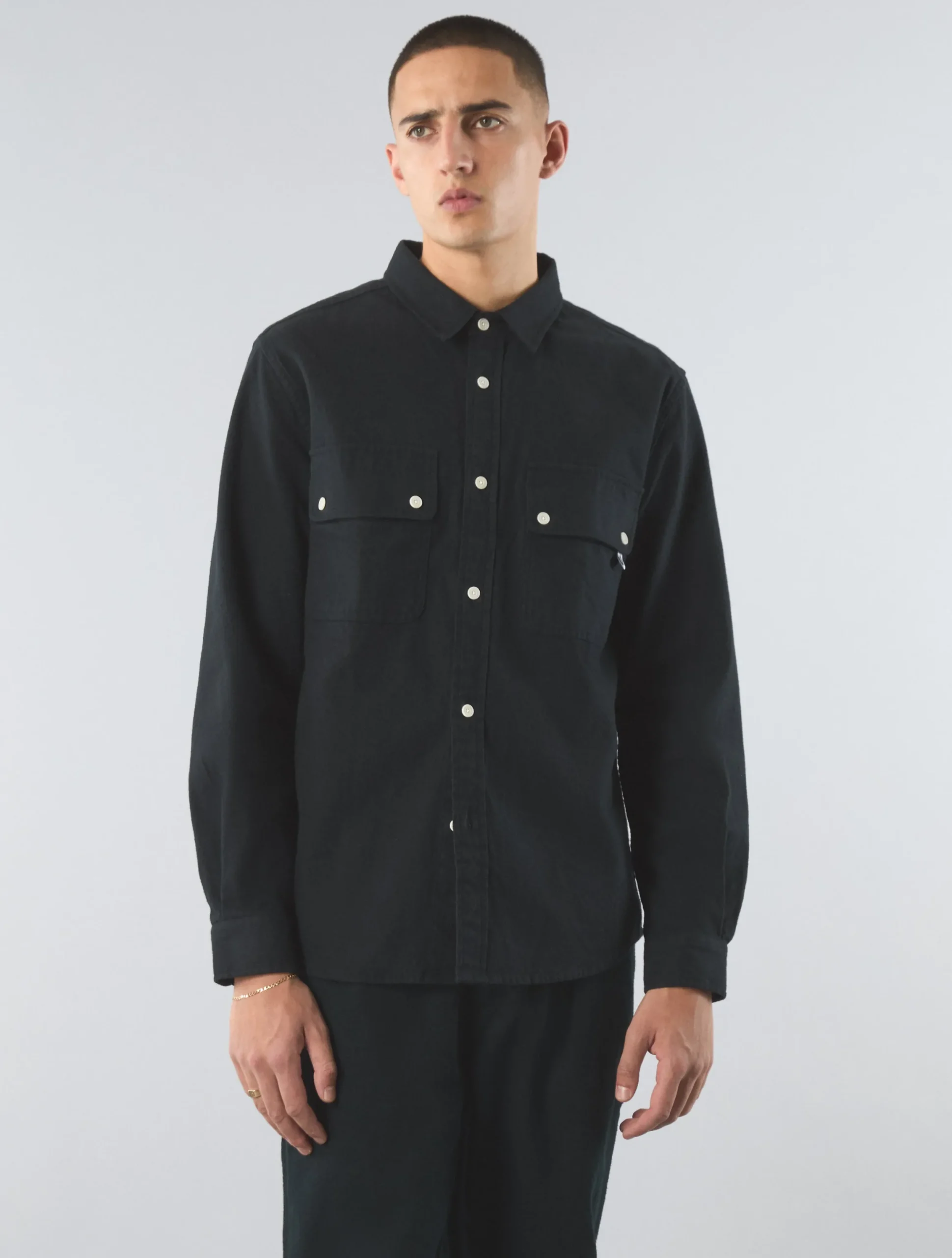 Pretty Green Heathen Texture Shirt Black Best Sale