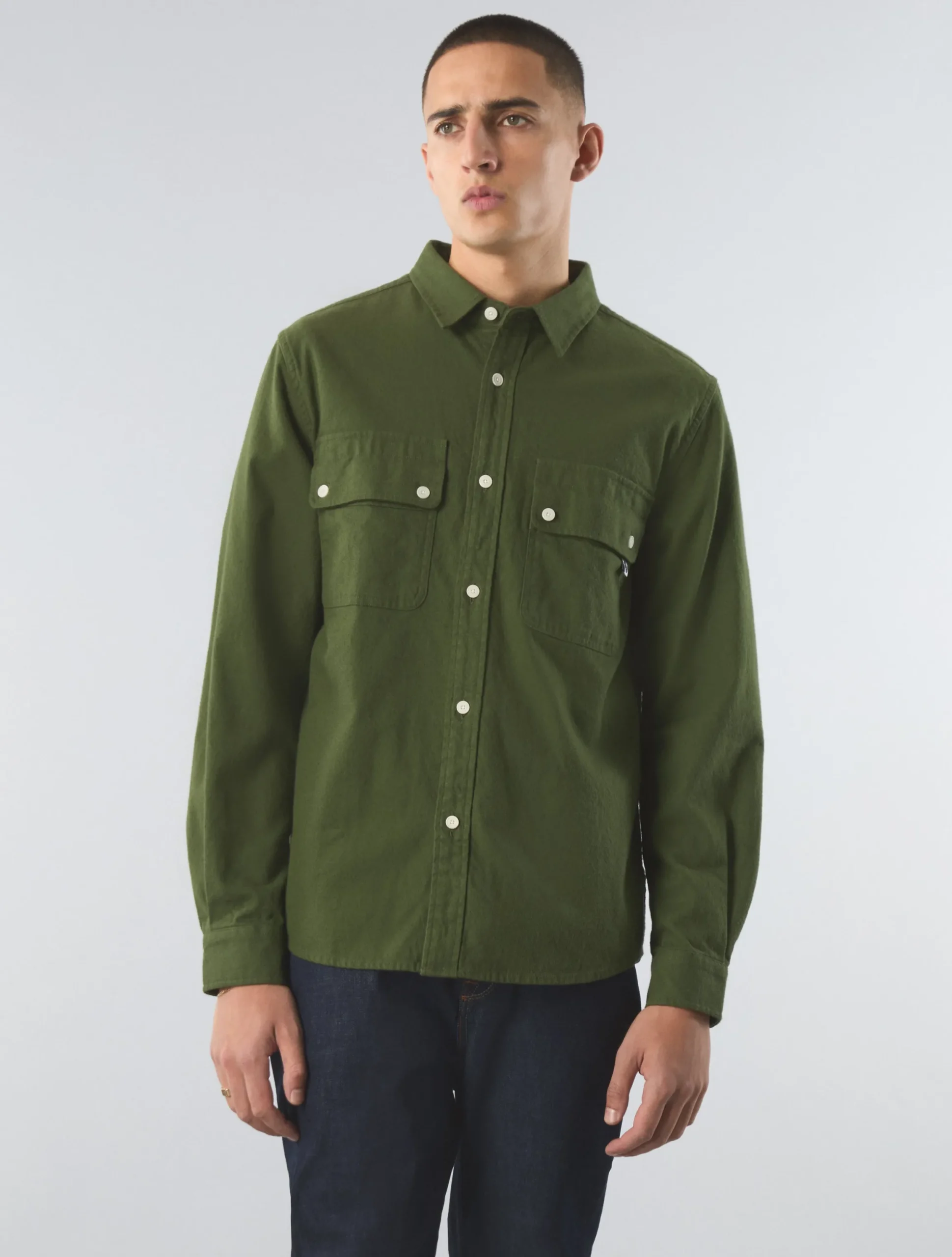 Pretty Green Heathen Texture Shirt Khaki Best Sale
