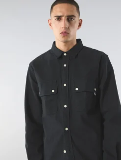 Pretty Green Heathen Texture Shirt Black Best Sale