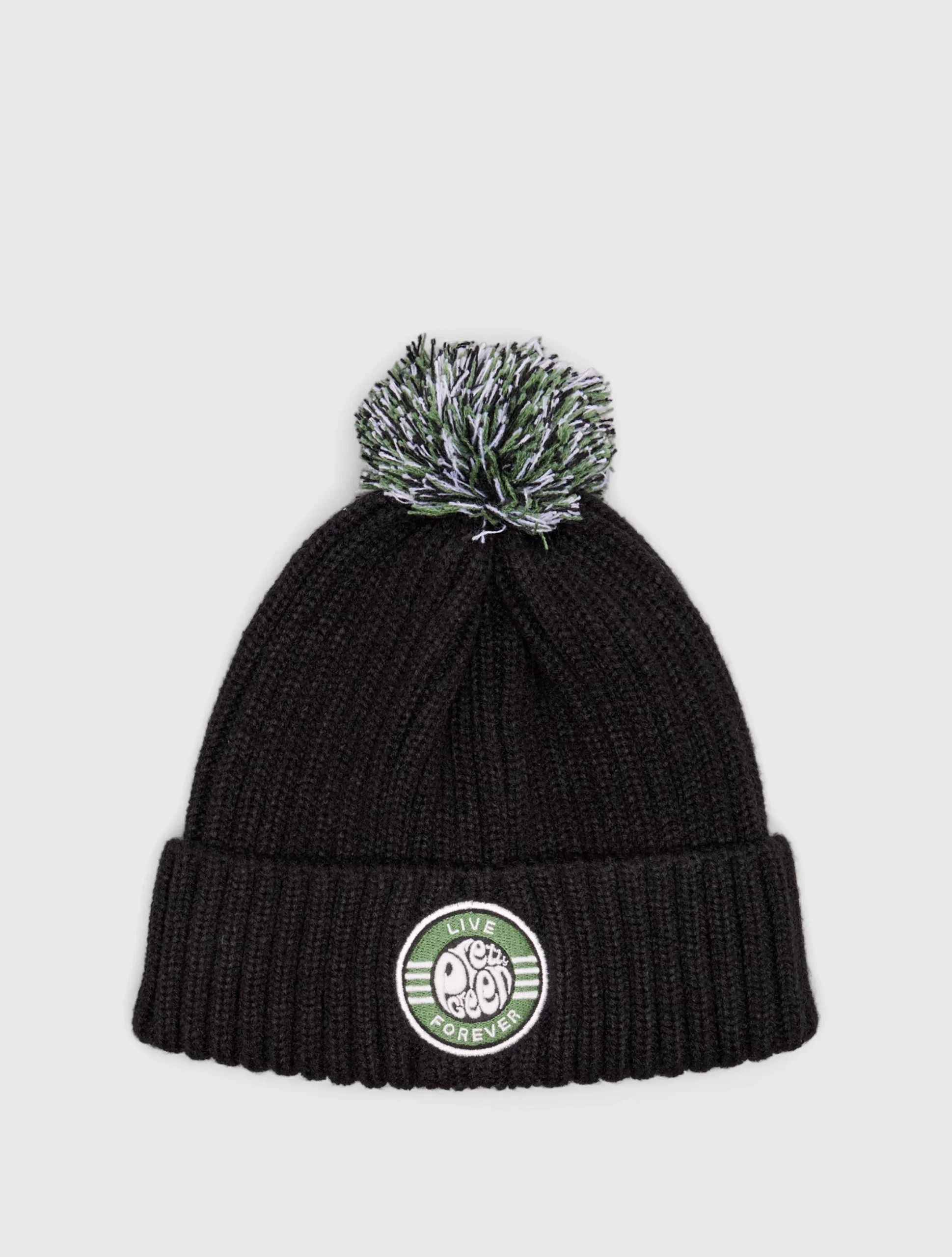 Pretty Green Live Forever Bobble Hat Black Best