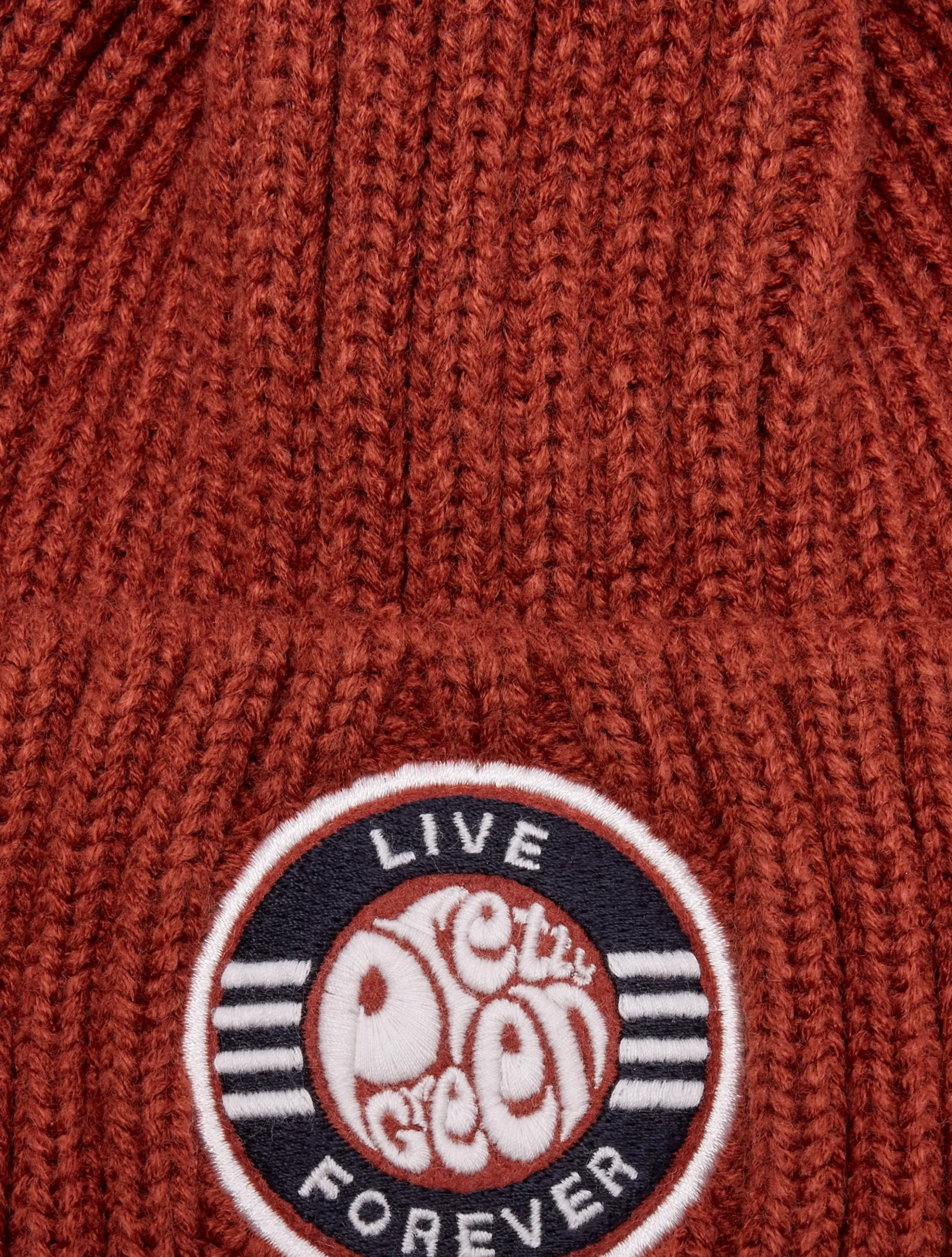 Pretty Green Live Forever Bobble Hat Red New