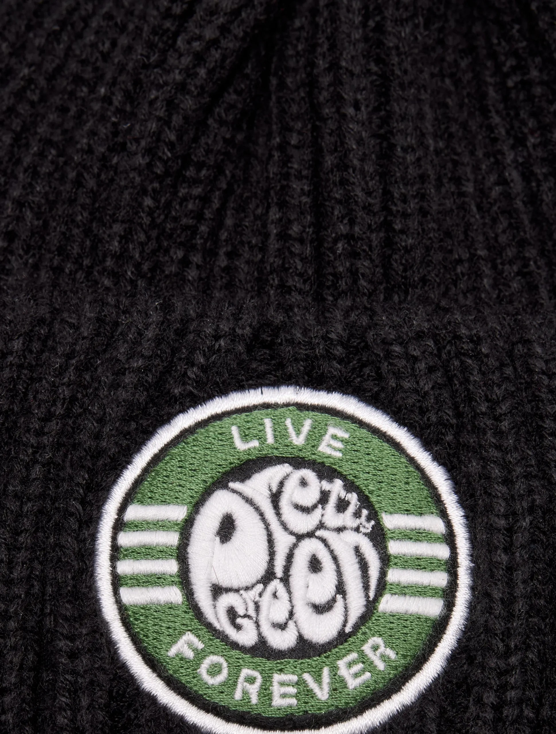 Pretty Green Live Forever Bobble Hat Black Best