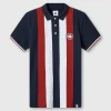 Pretty Green Live Forever Engineered Stripe Polo Navy Store