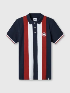 Pretty Green Live Forever Engineered Stripe Polo Navy Store
