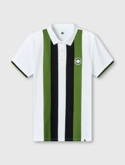 Pretty Green Live Forever Engineered Stripe Polo White Sale