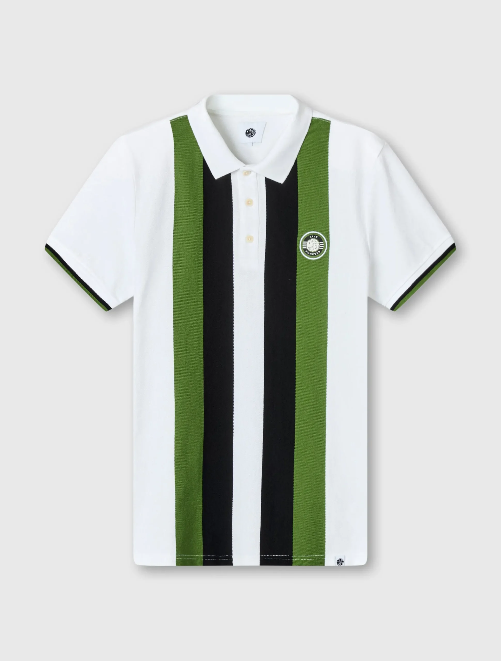 Pretty Green Live Forever Engineered Stripe Polo White Sale