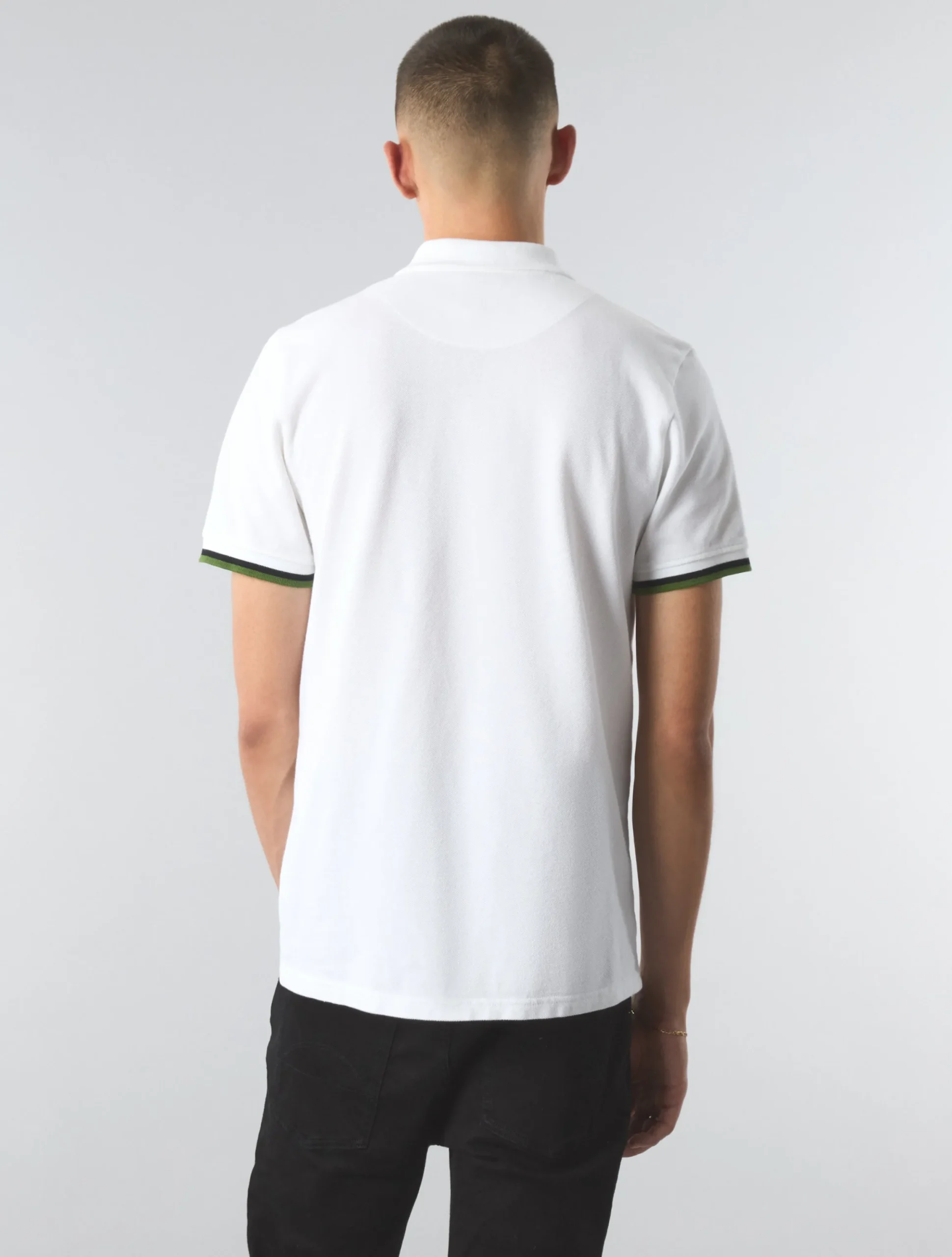 Pretty Green Live Forever Engineered Stripe Polo White Sale