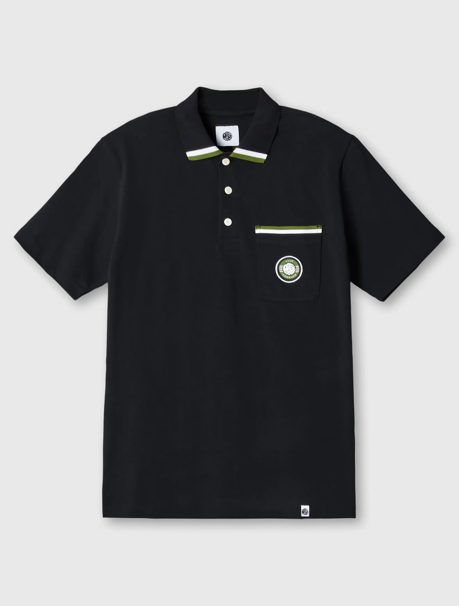 Pretty Green Live Forever Pocket Polo Black Outlet