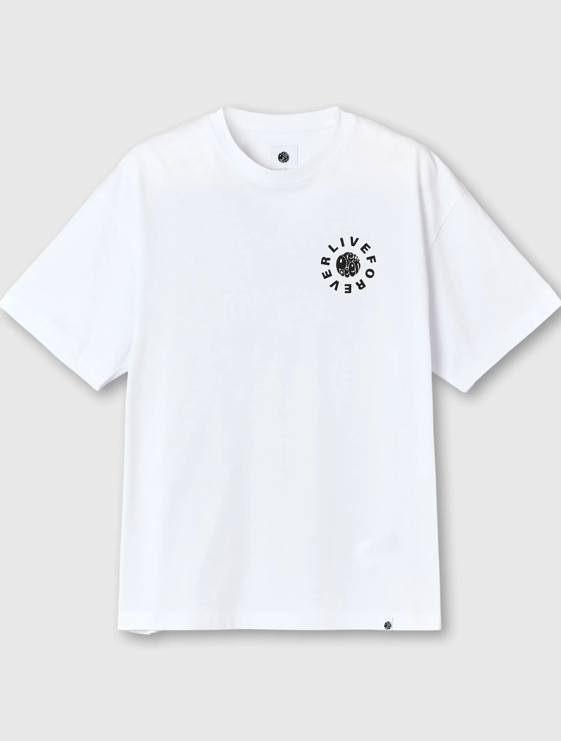Pretty Green Live Forever Text Logo T-Shirt White Sale