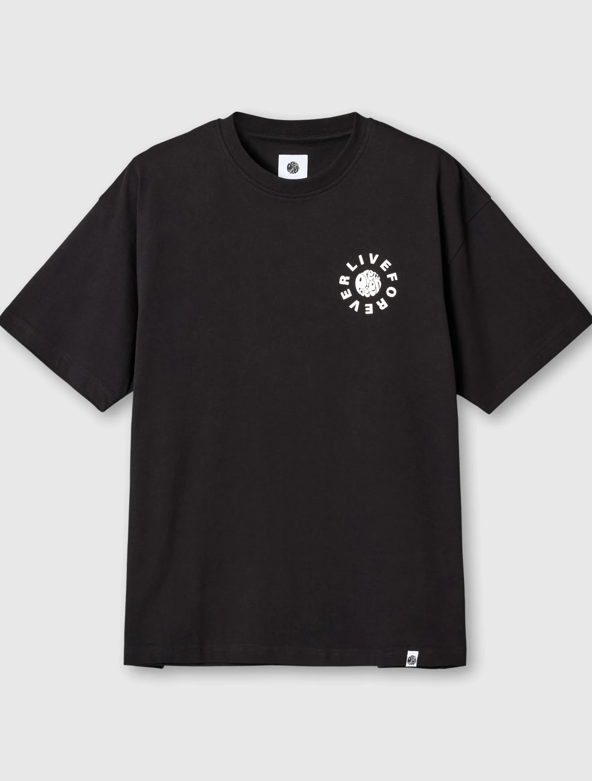Pretty Green Live Forever Text Logo T-Shirt Black Store