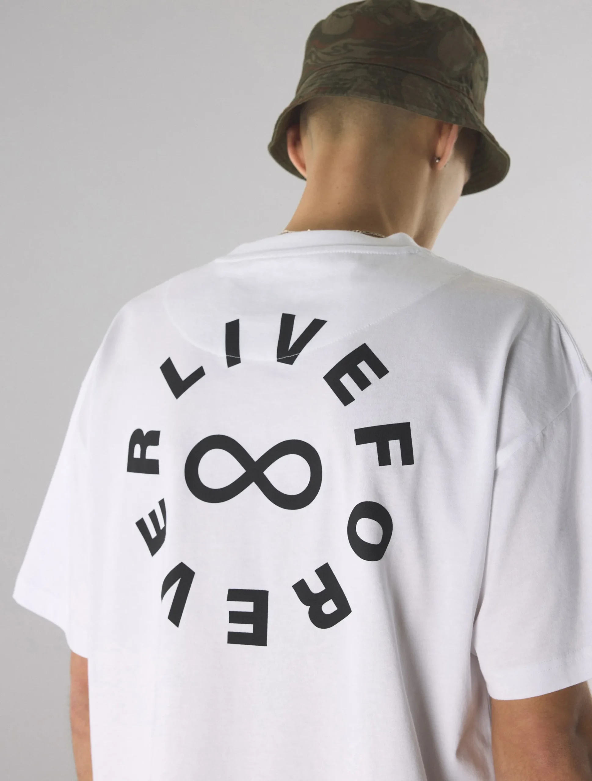 Pretty Green Live Forever Text Logo T-Shirt White Sale