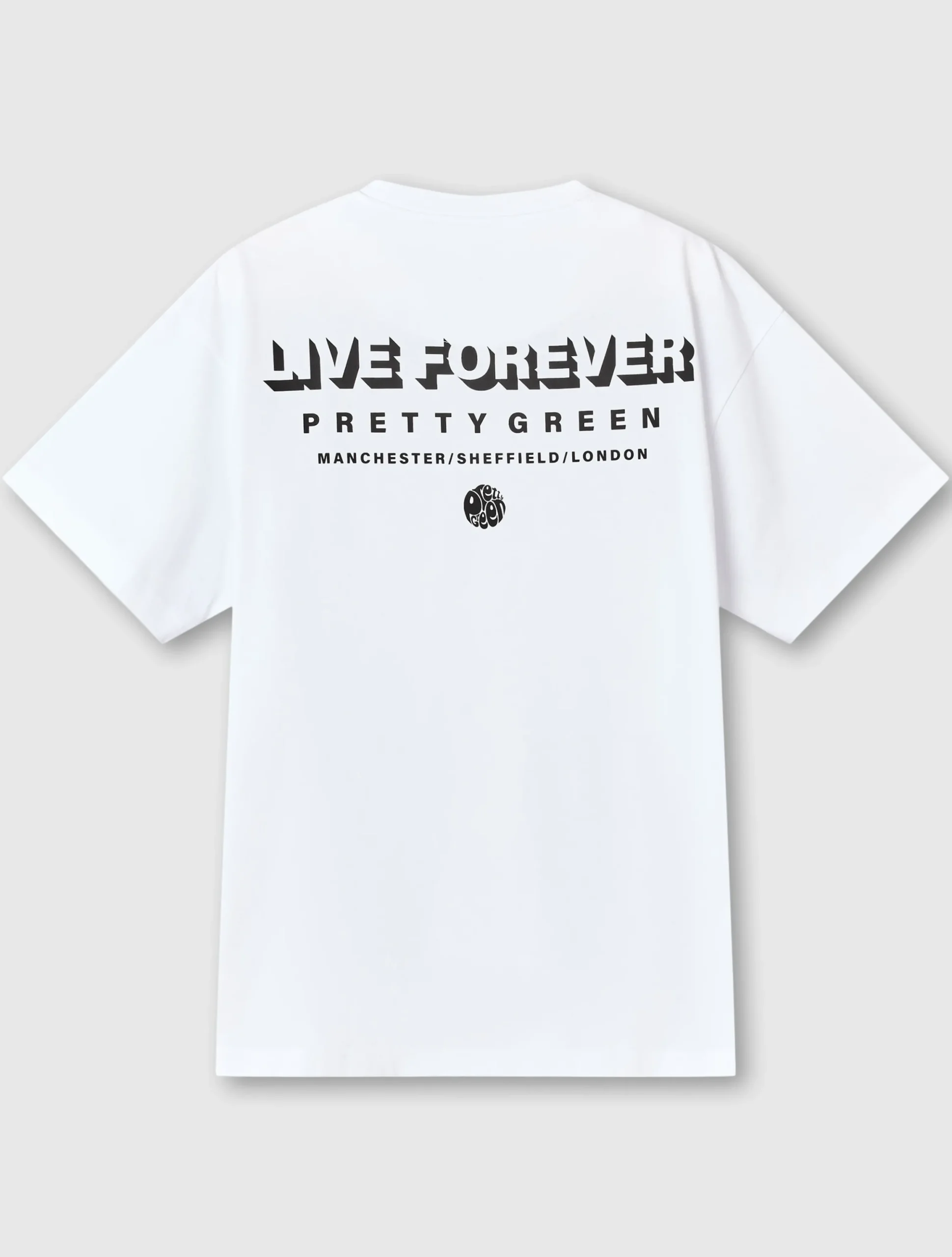 Pretty Green Live Forever Text T-Shirt White Sale