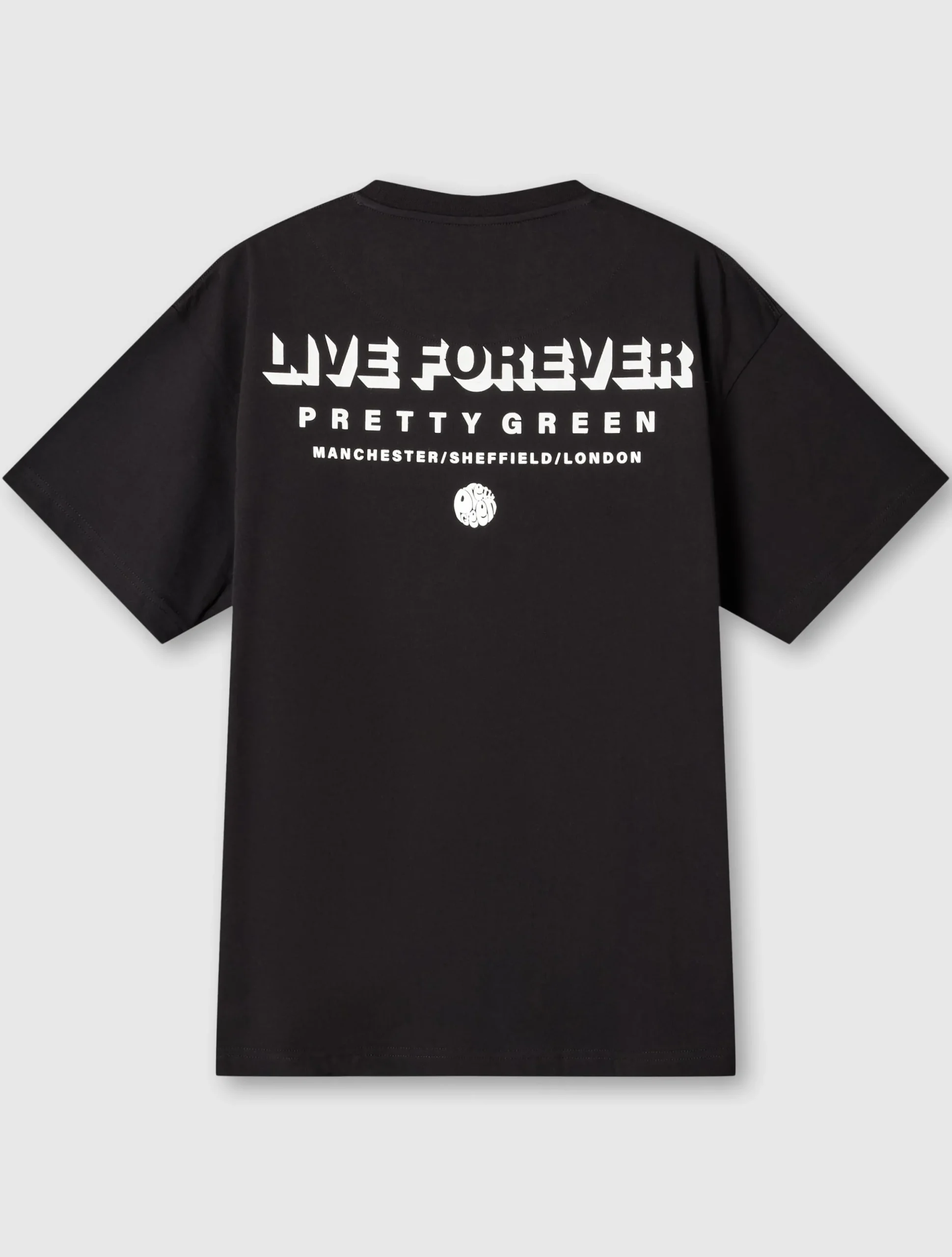 Pretty Green Live Forever Text T-Shirt Black Store
