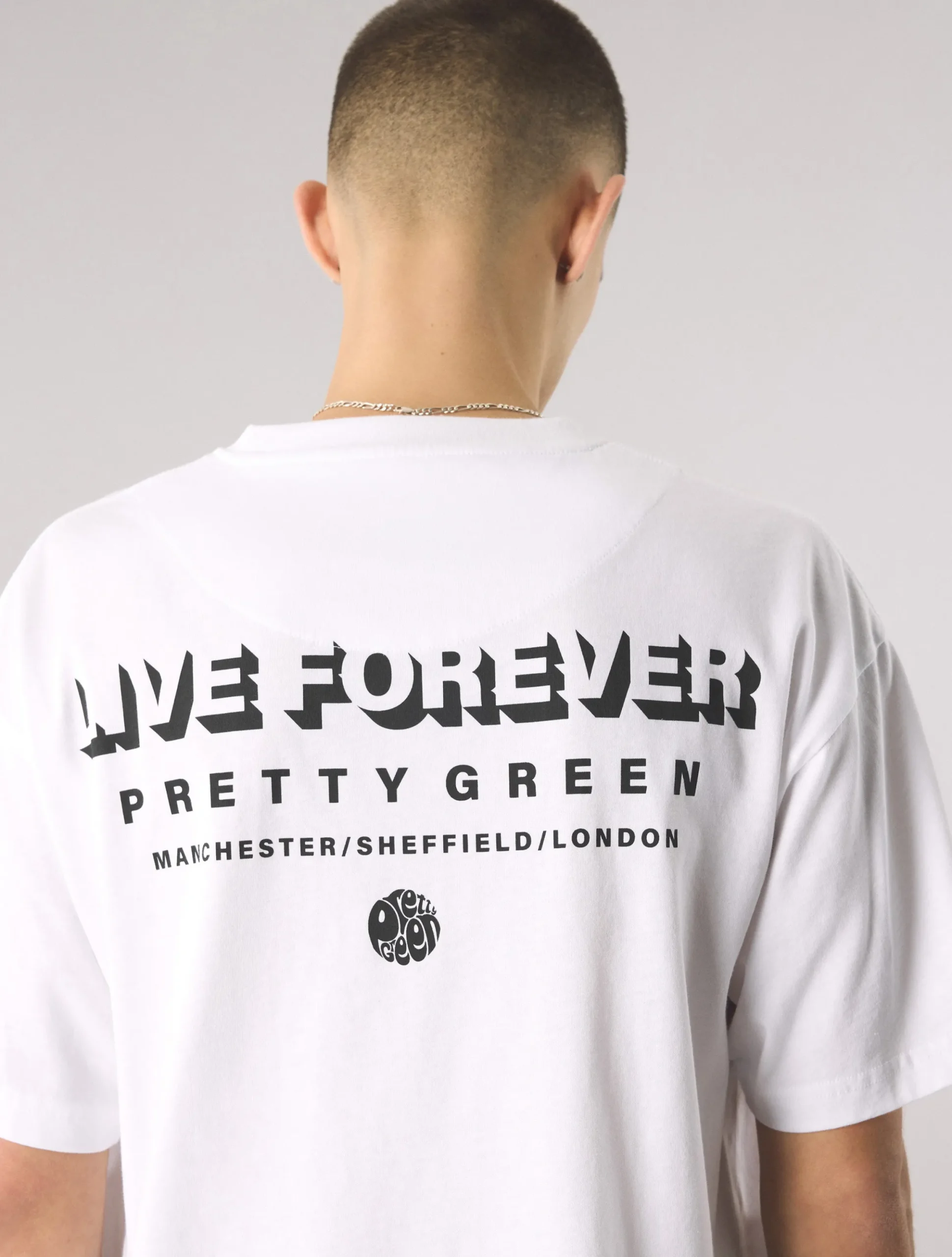 Pretty Green Live Forever Text T-Shirt White Sale