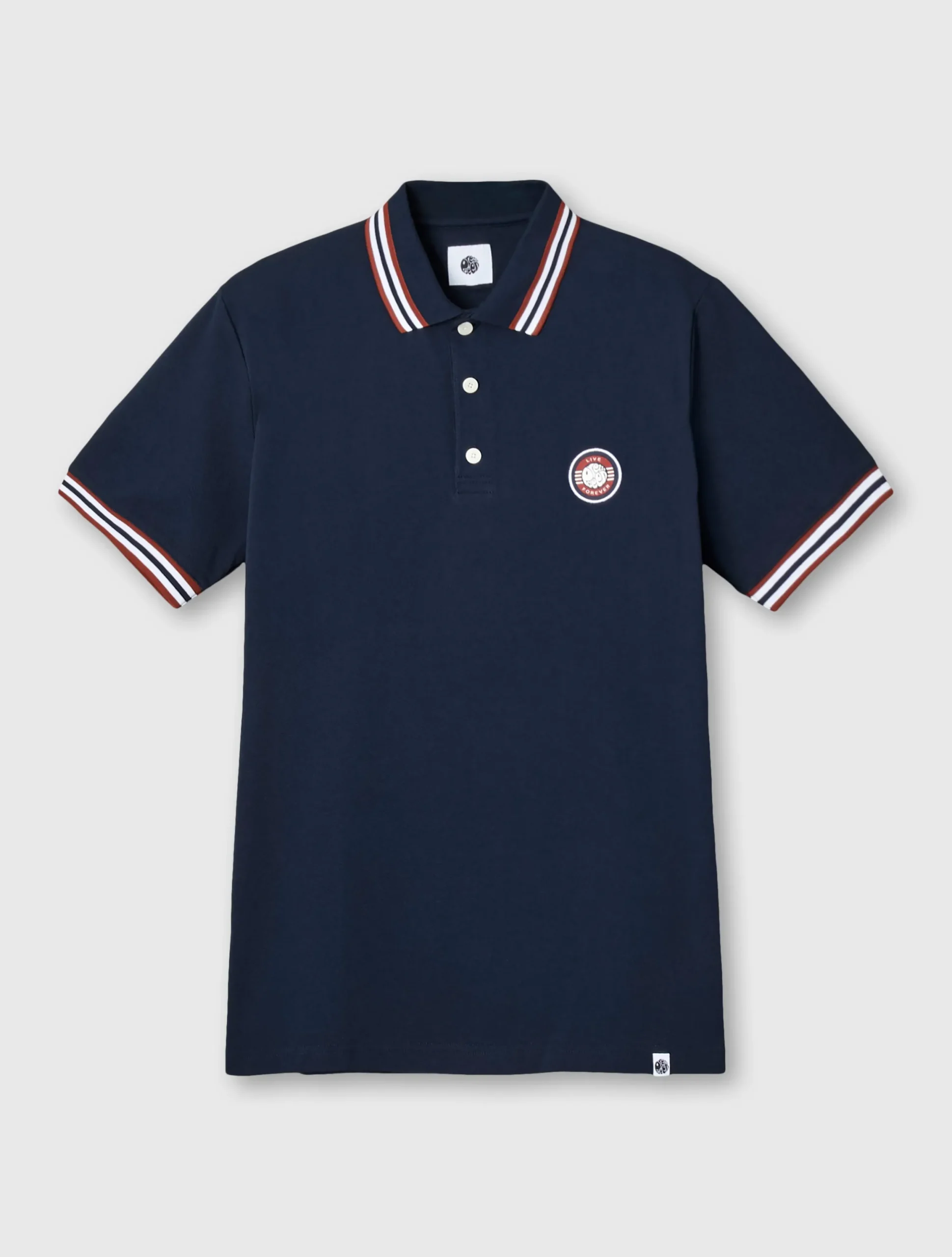 Pretty Green Live Forever Tipped Polo Navy Shop