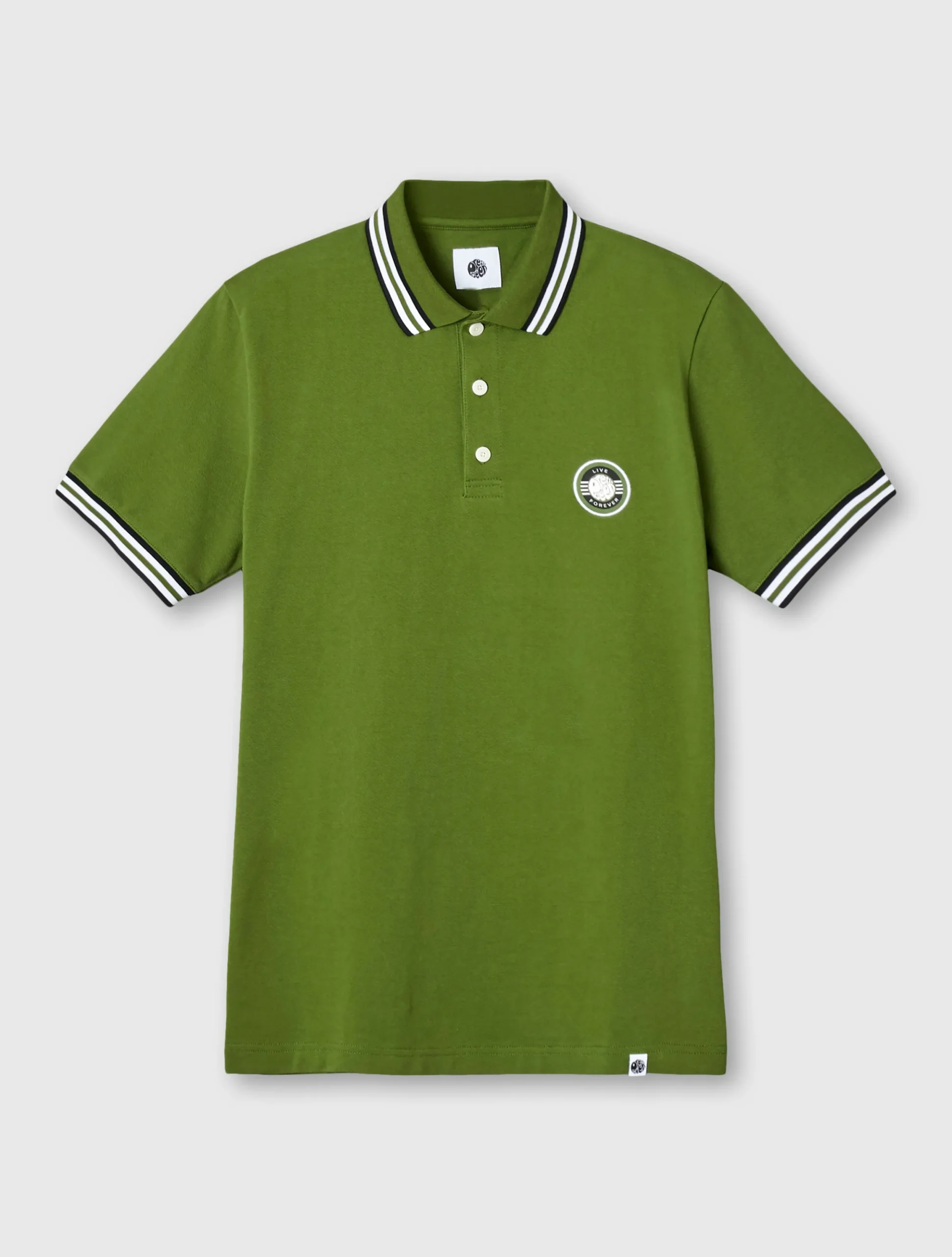 Pretty Green Live Forever Tipped Polo Green Store