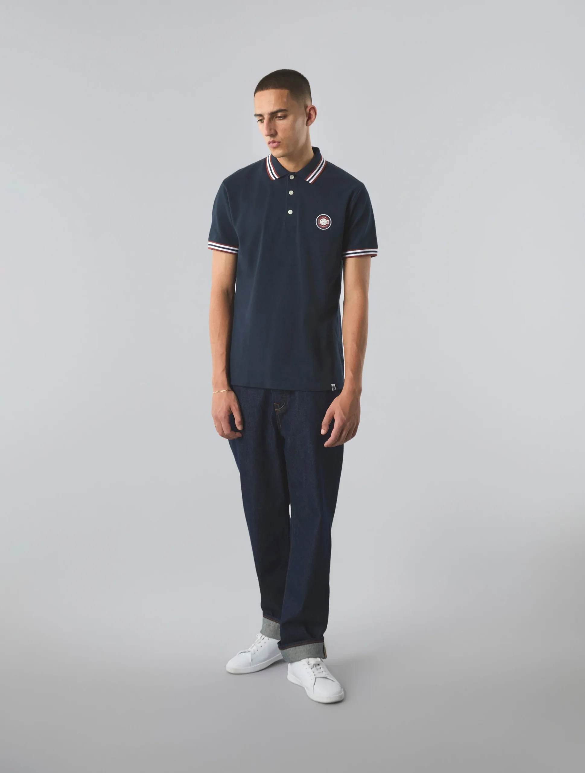 Pretty Green Live Forever Tipped Polo Navy Shop
