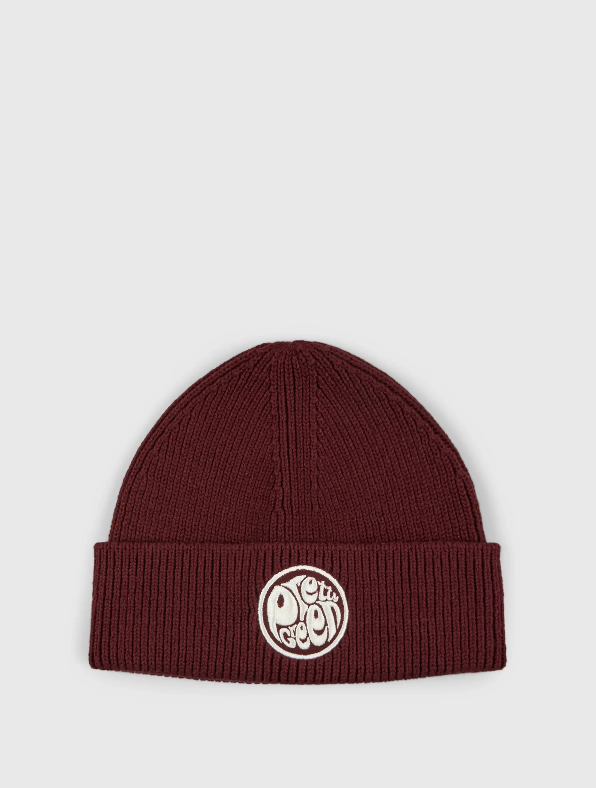 Pretty Green Logo Knit Beanie Burgundy Hot