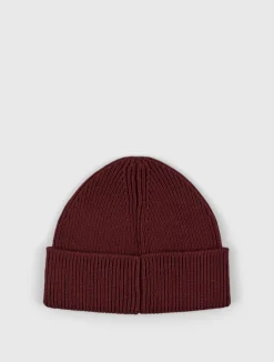 Pretty Green Logo Knit Beanie Burgundy Hot