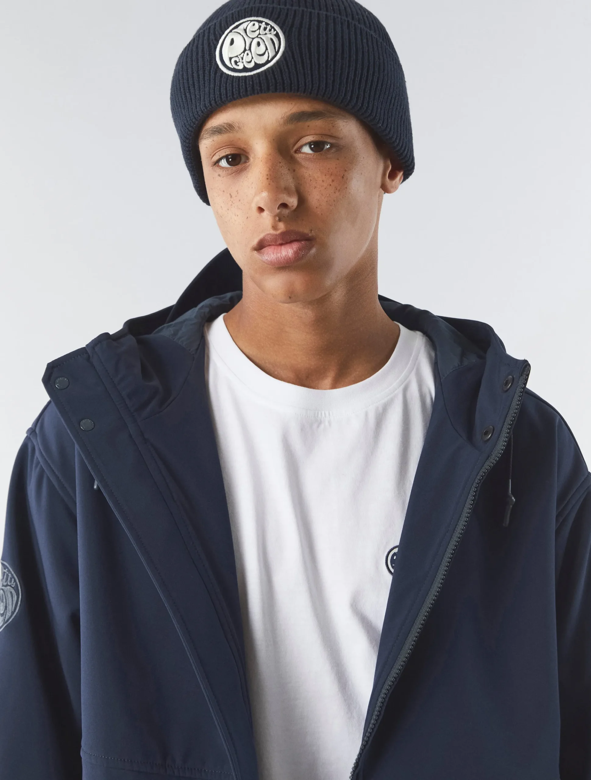 Pretty Green Logo Knit Beanie Navy Sale