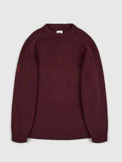 Pretty Green Mason Crew Knit Burgundy Outlet