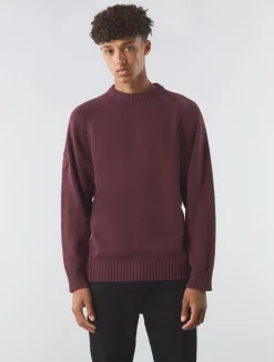 Pretty Green Mason Crew Knit Burgundy Outlet