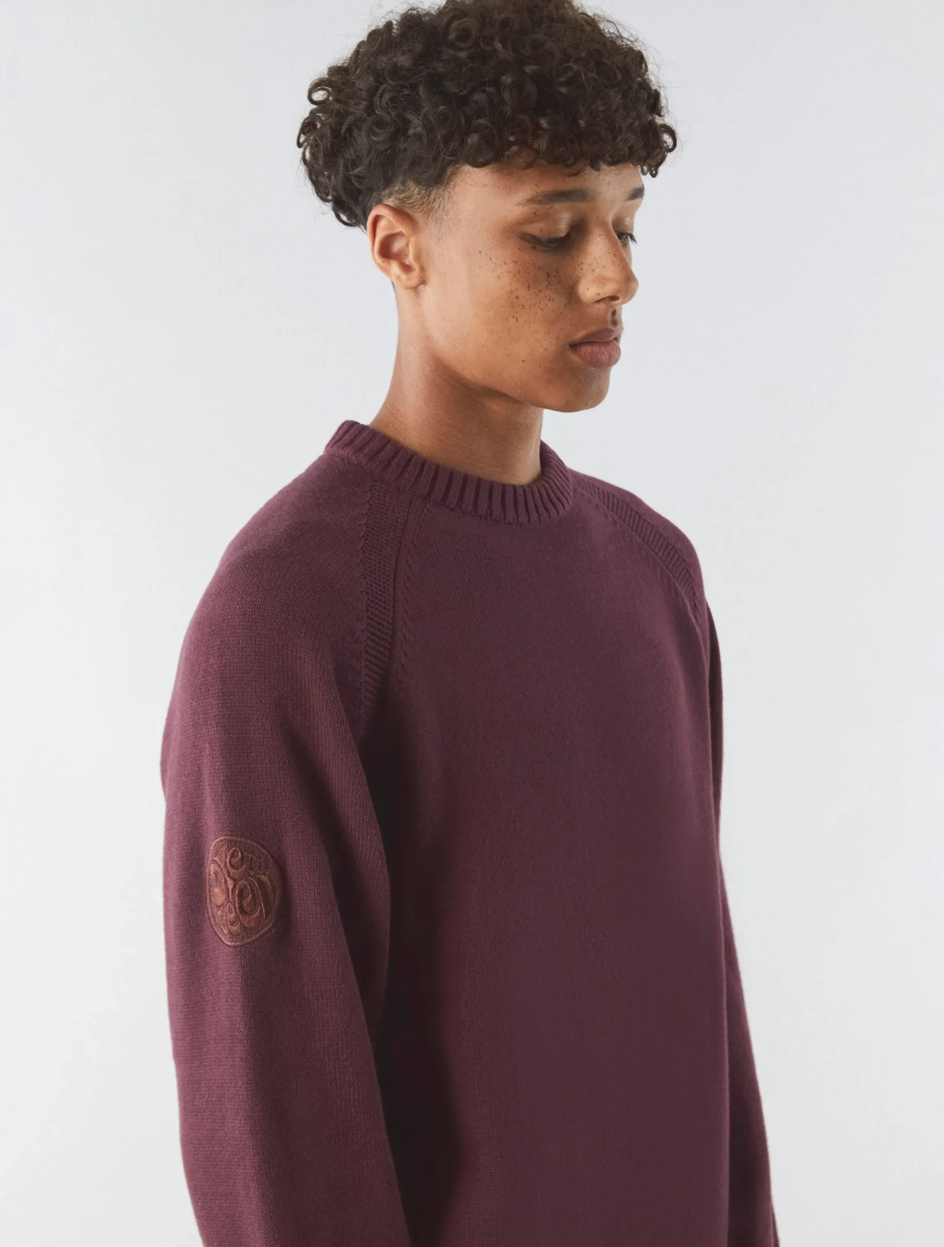 Pretty Green Mason Crew Knit Burgundy Outlet