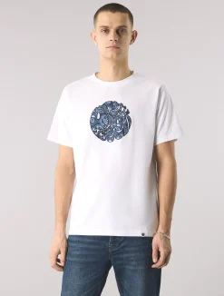Pretty Green Mens Paisley Applique Logo T-shirt Fashion