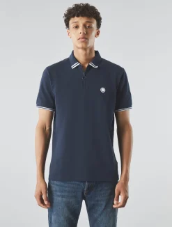 Pretty Green Mountfield Zip Polo Navy Hot