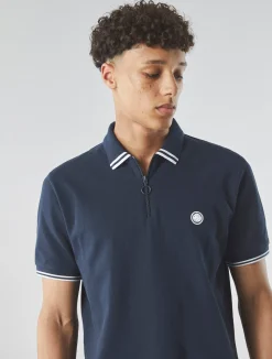 Pretty Green Mountfield Zip Polo Navy Hot
