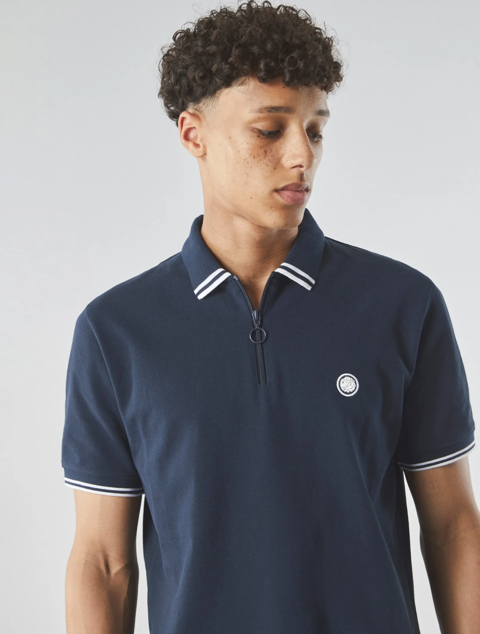 Pretty Green Mountfield Zip Polo Navy Hot