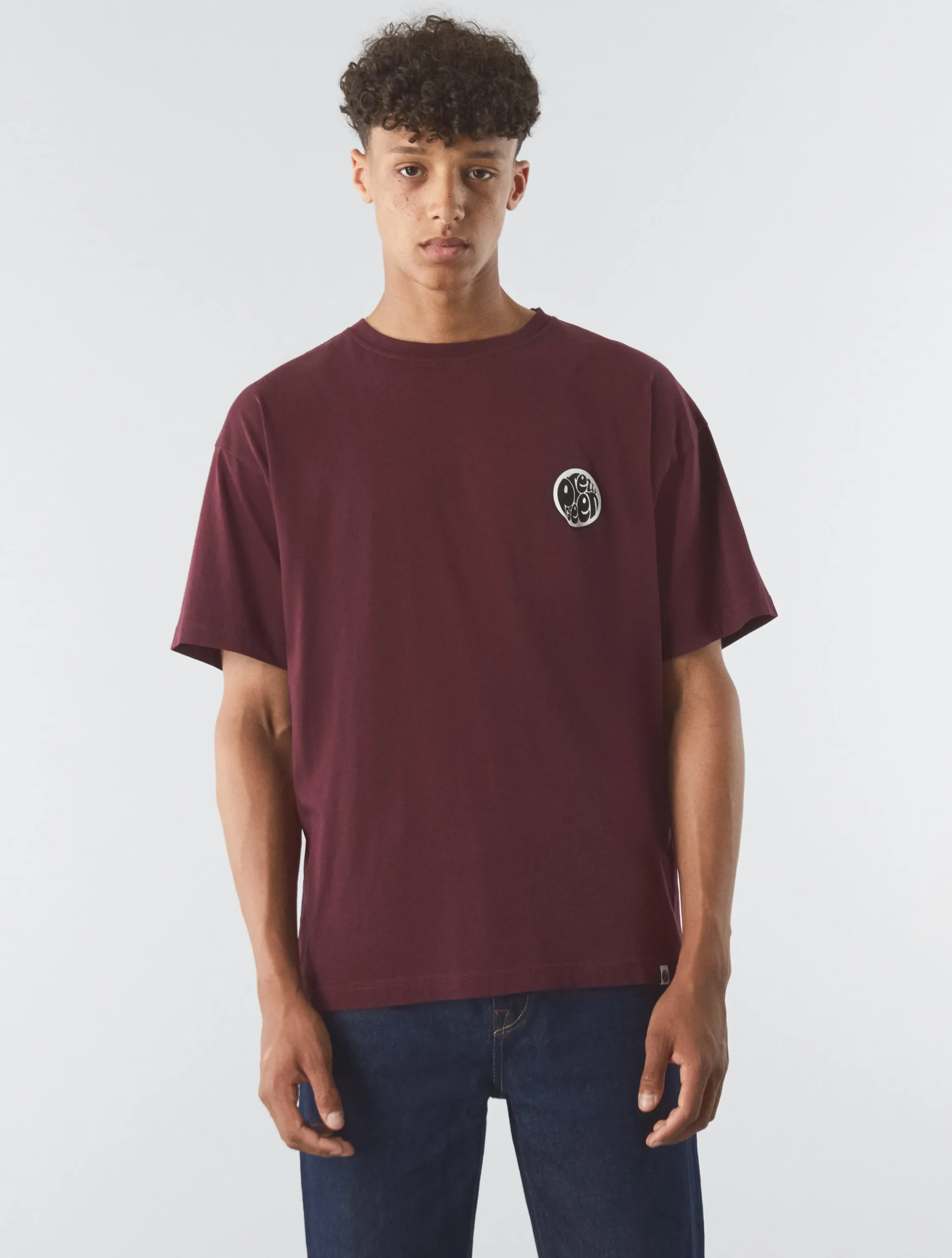 Pretty Green Speaker Oversized T-shirt Burgundy Shop