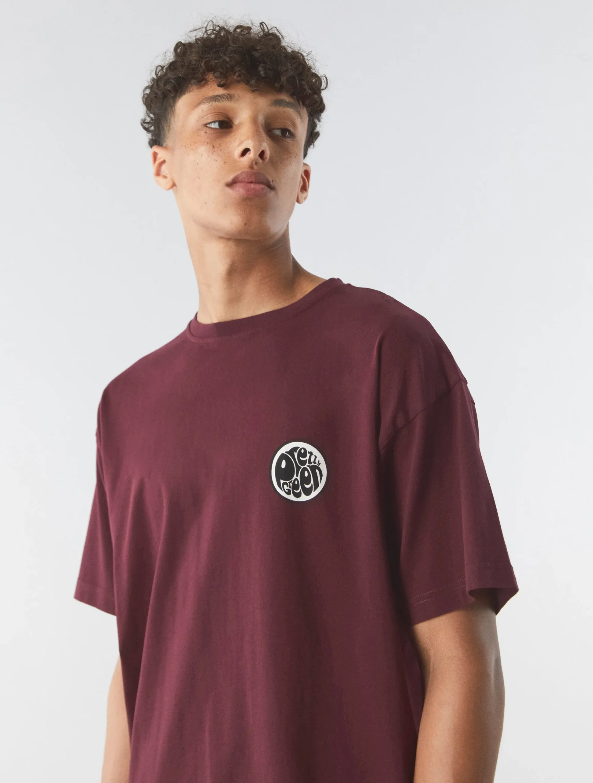 Pretty Green Speaker Oversized T-shirt Burgundy Shop