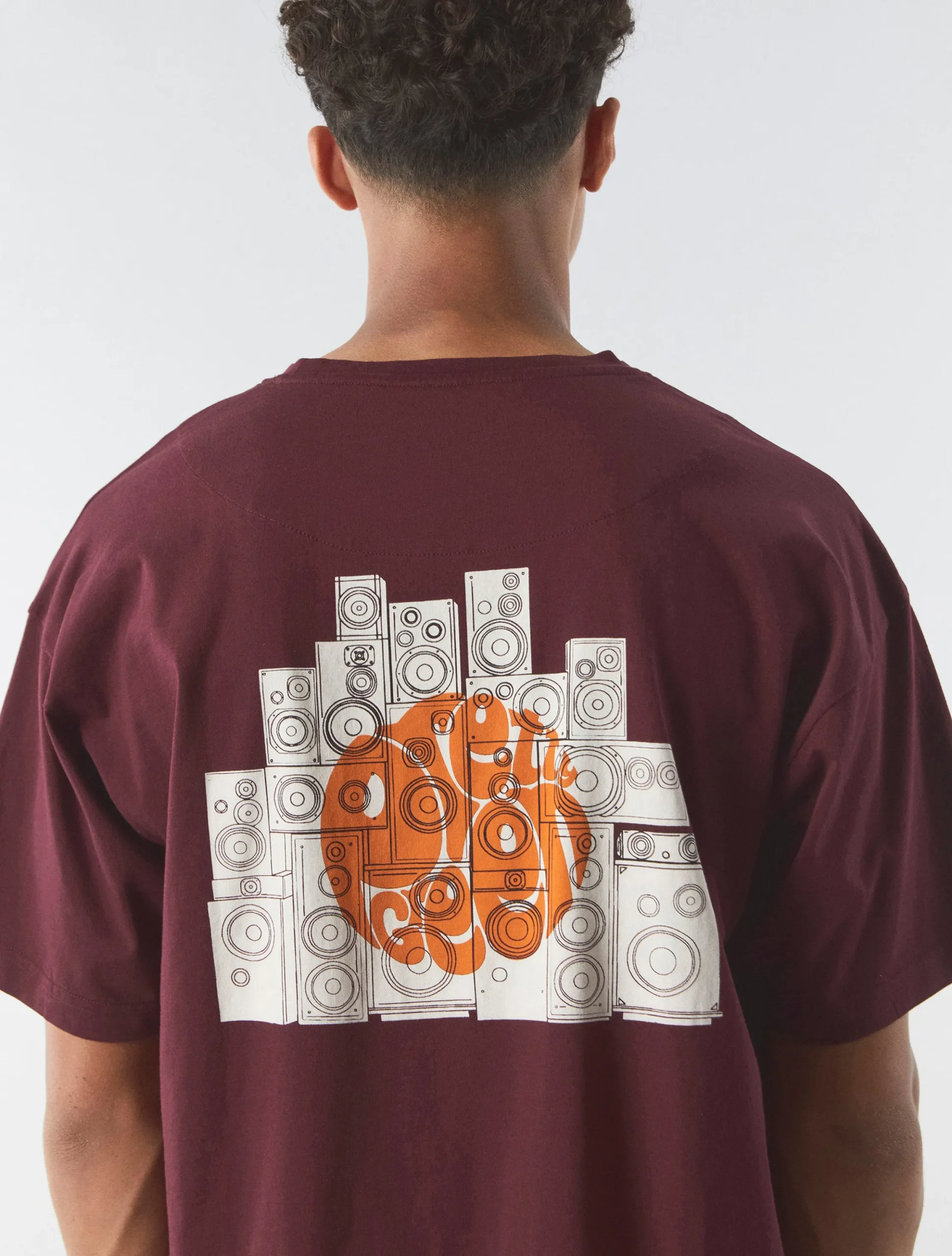 Pretty Green Speaker Oversized T-shirt Burgundy Shop