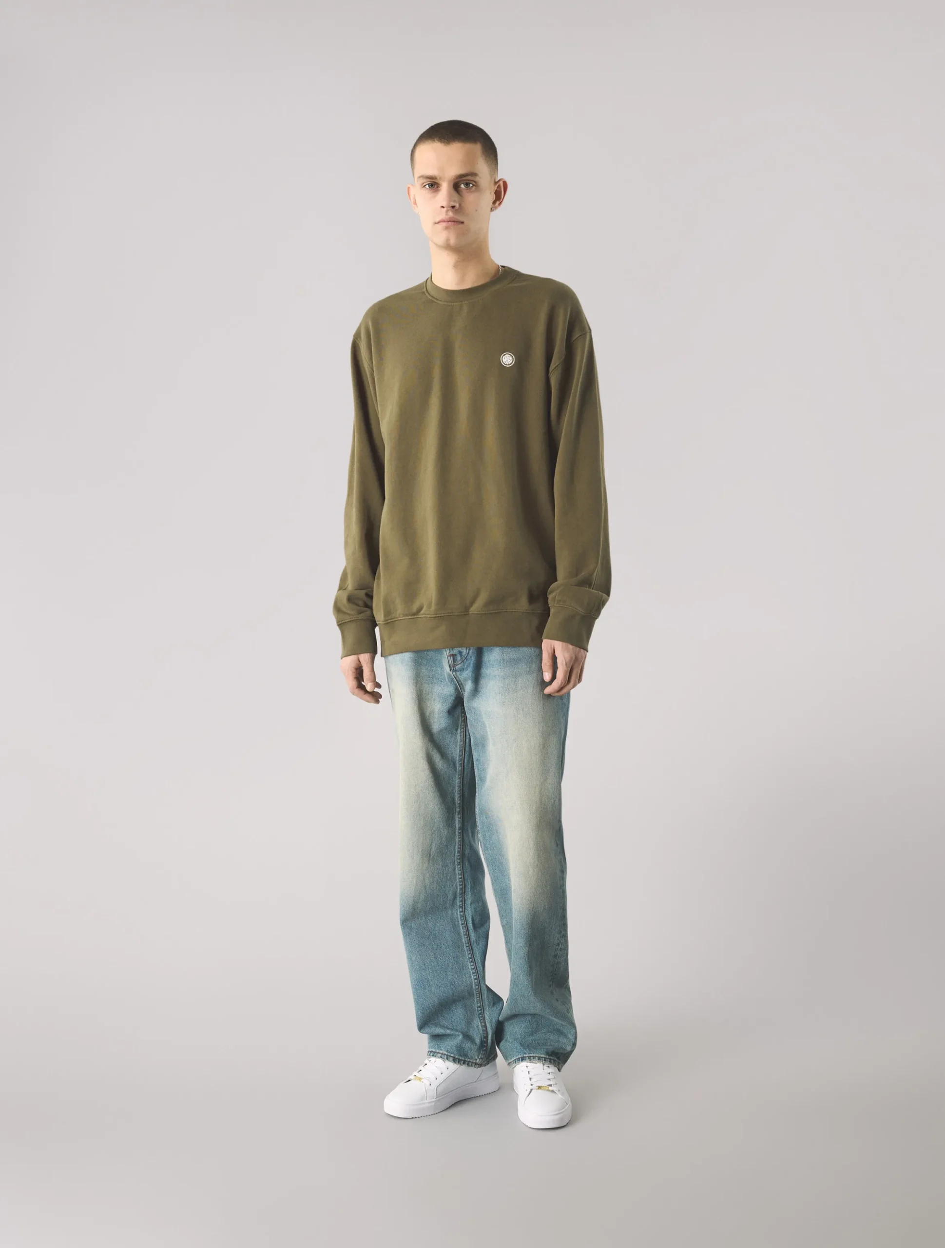 Pretty Green Standards Crew Sweat Khaki Shop