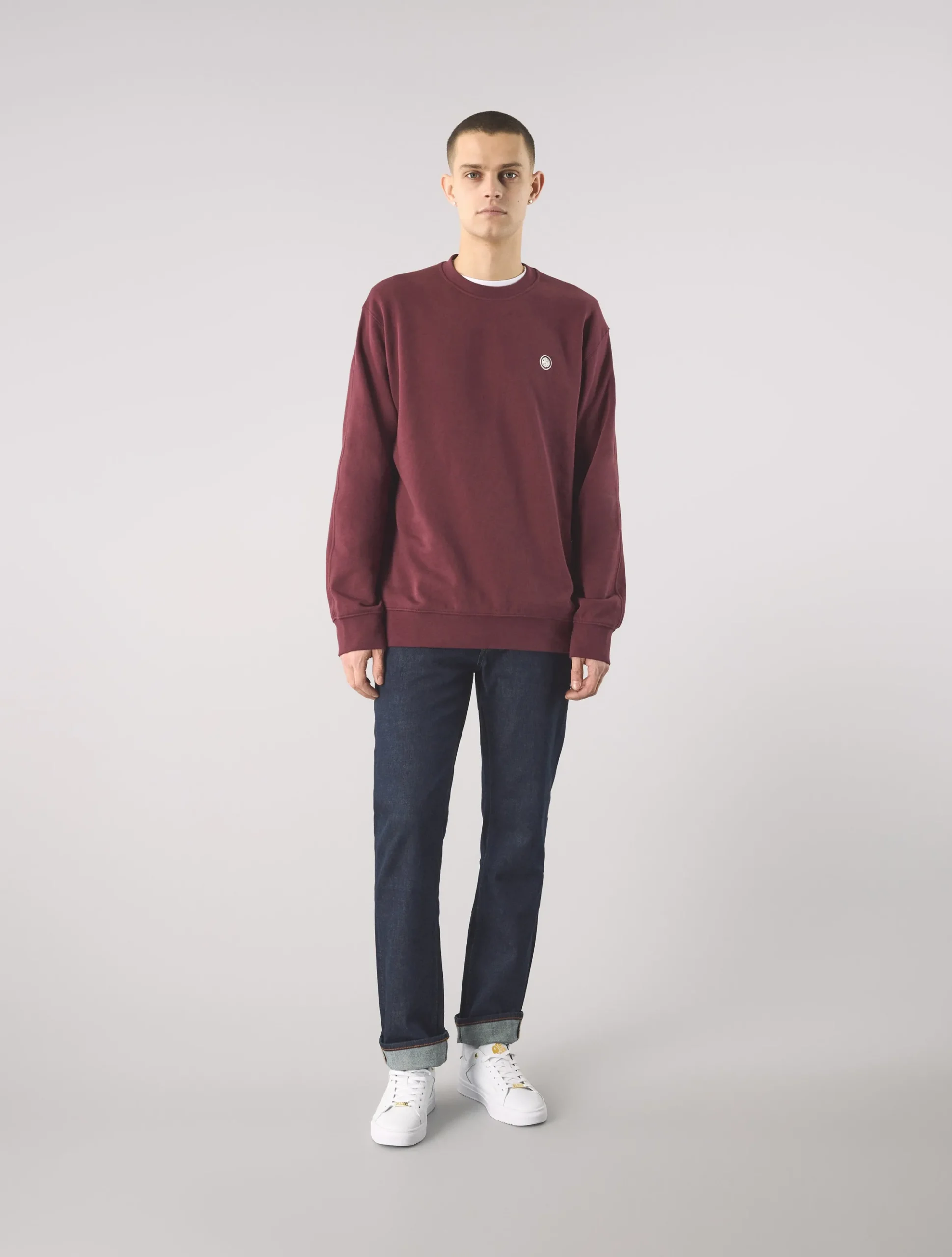 Pretty Green Standards Crew Sweat Burgundy Shop