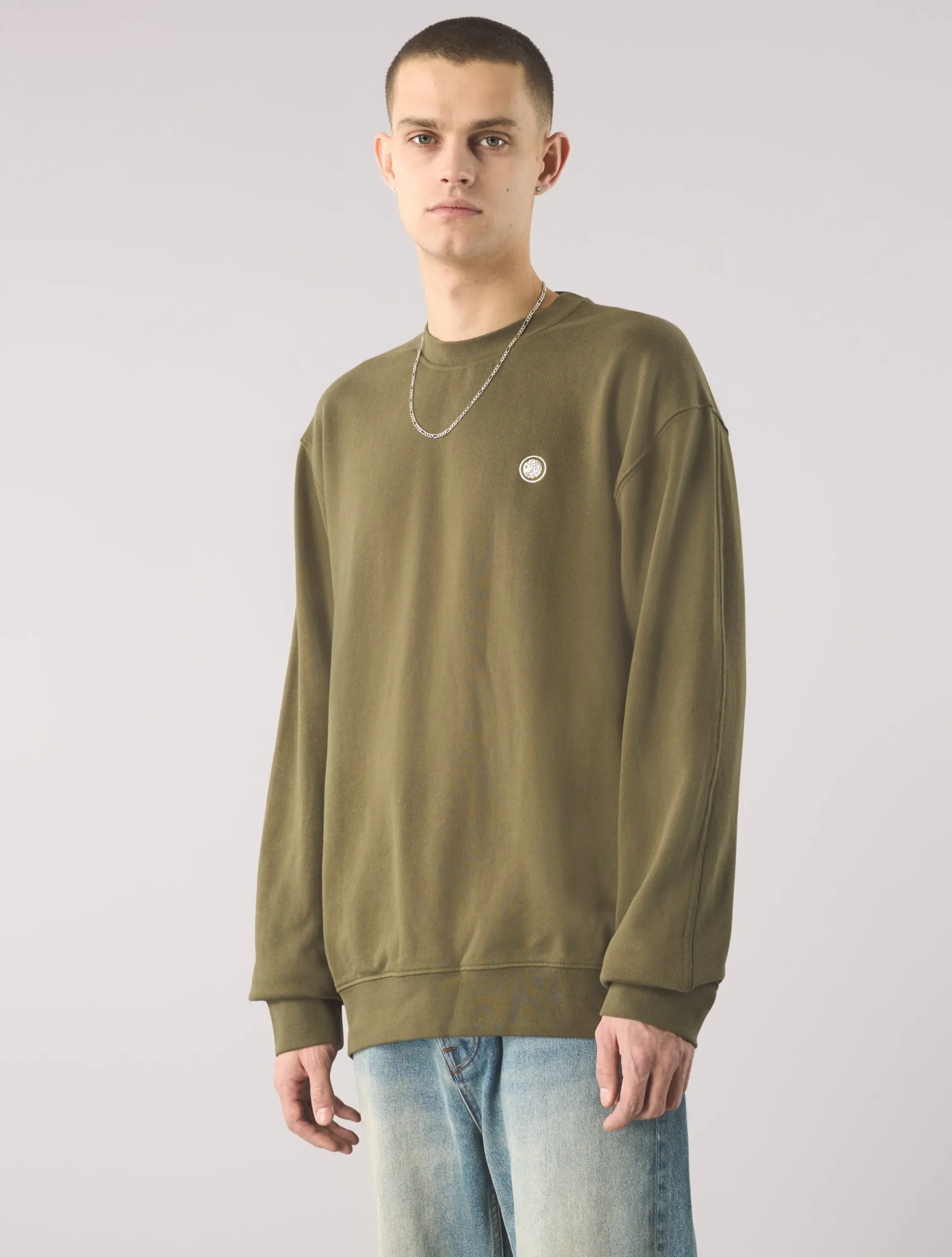Pretty Green Standards Crew Sweat Khaki Shop