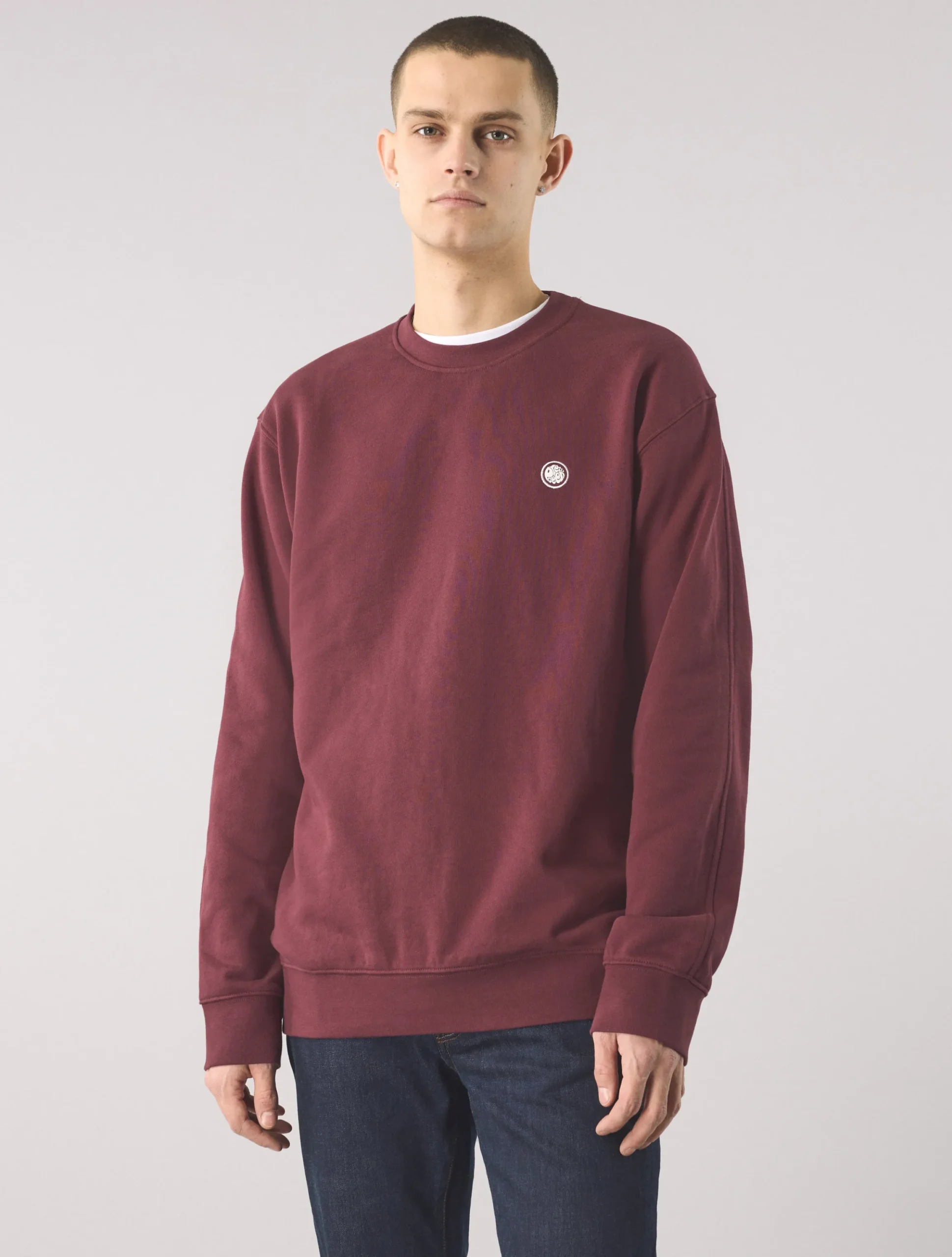 Pretty Green Standards Crew Sweat Burgundy Shop