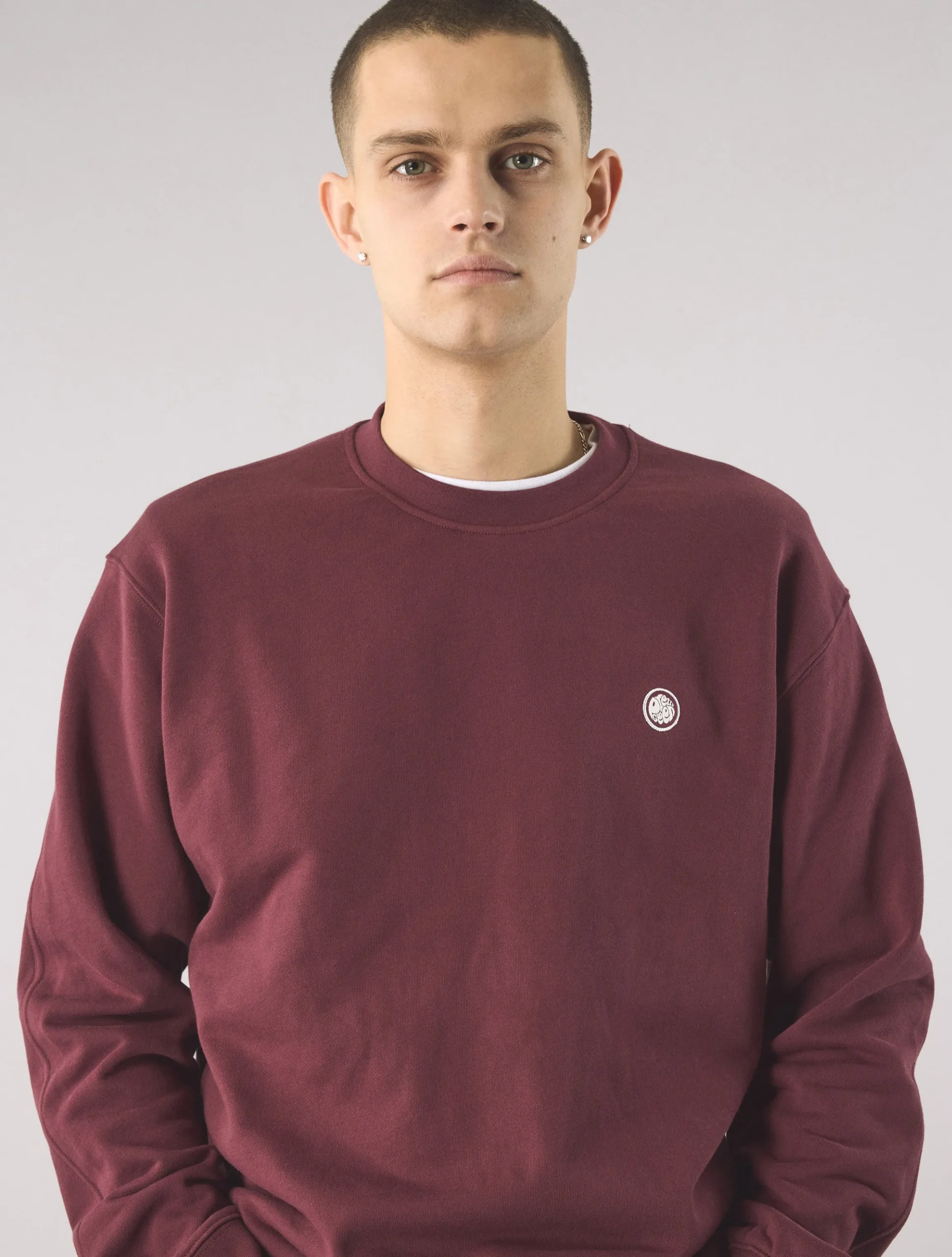 Pretty Green Standards Crew Sweat Burgundy Shop